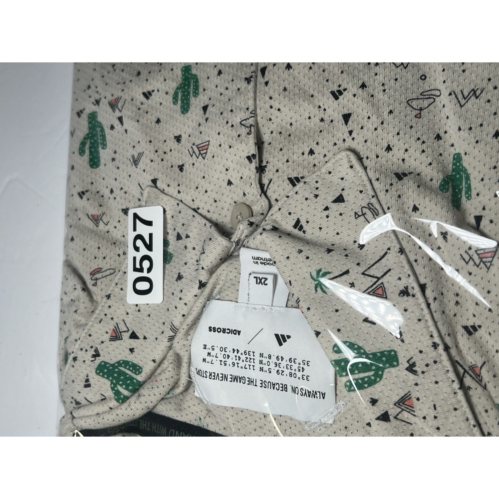 Adidas Adicross Short Sleeve Shirt Mens 2XL Tan AOP Cactus Aztec Golf Coastal - Picture 12 of 12